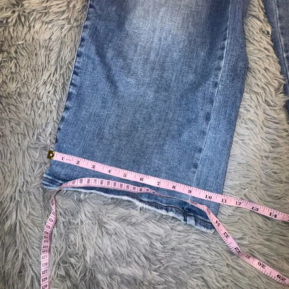 Judy Blue Wide Leg Cropped Jeans Women's 24W Light Wash Braided Detail High Rise - Picture 4 of 15